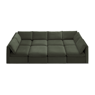 Macy Pit-Sectional Sofa with Storage, Olive Green Velvet