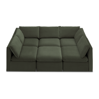 Macy Pit-Sectional Sofa with Storage, Olive Green Velvet