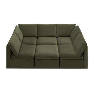 Macy Pit-sectional Sofa, Olive Green Velvet [2nd gen]