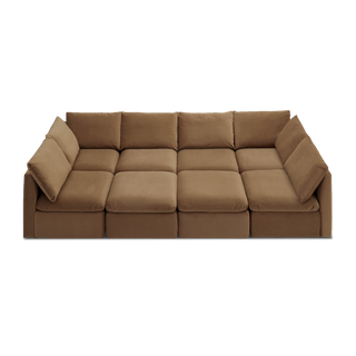 Macy Pit-Sectional Sofa with Fully Removable Covers, Large Storage (Hazelnut Brown Velvet) [2nd Gen]