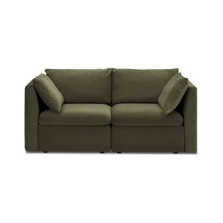 Macy Loveseat with Storage, Olive Green Velvet