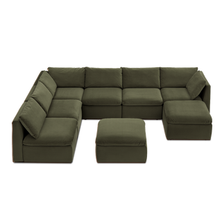 Macy 8 Seats Modular Sectional Sofa with Fully Removable Covers, Large Storage (Olive Green Velvet)