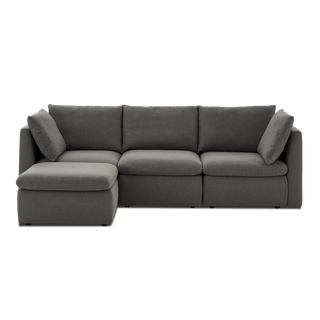 Macy 4 Seats Modular Sectional Sofa with Fully Removable Covers, Large Storage (Stone Gray) [2nd Gen - Old Ottoman Version]