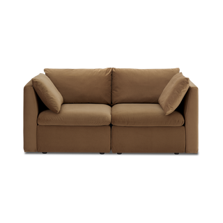 Macy Loveseat with Storage, Hazelnut Brown Velvet