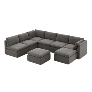 Macy 8 Seats Modular Sectional Sofa with Fully Removable Covers, Large Storage (Stone Gray) [2nd Gen]