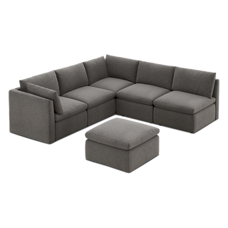 Macy 6 Seats Modular Sectional Sofa with Fully Removable Covers, Large Storage (Stone Gray) [2nd Gen]
