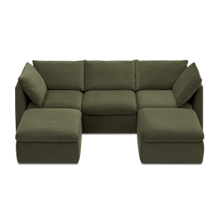 Macy 5 Seats Modular Sectional Sofa with Fully Removable Covers, Large Storage (Olive Green Velvet) [2nd gen]