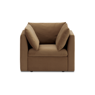 Macy Armchair with Fully Removable Covers, Large Storage (Hazelnut Brown Velvet) [2nd Gen]