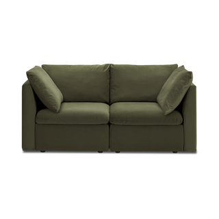 Macy Loveseat with Storage, Olive Green Velvet