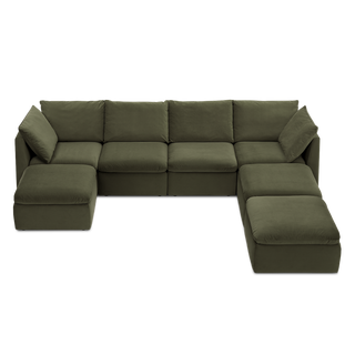 Macy 7 Seats Modular Sectional Sofa with Fully Removable Covers, Large Storage (Olive Green Velvet) [2nd gen]