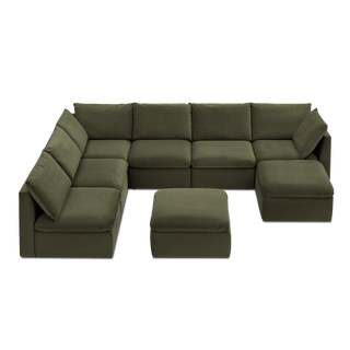 Macy 8 Seats Modular Sectional Sofa with Fully Removable Covers, Large Storage (Olive Green Velvet) [2nd gen]