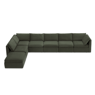 Macy 7 Seats Modular Sectional Sofa with Fully Removable Covers, Large Storage (Olive Green Velvet)