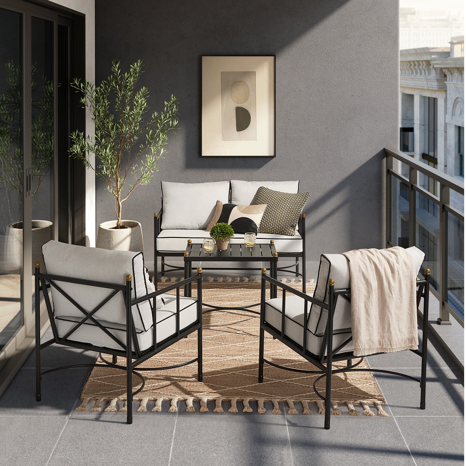 LayinSun Outdoor Aluminum Furniture Set, 4 Pieces Patio LayinSun Outdoor Aluminum Furniture Set, 4 Pieces Patio
