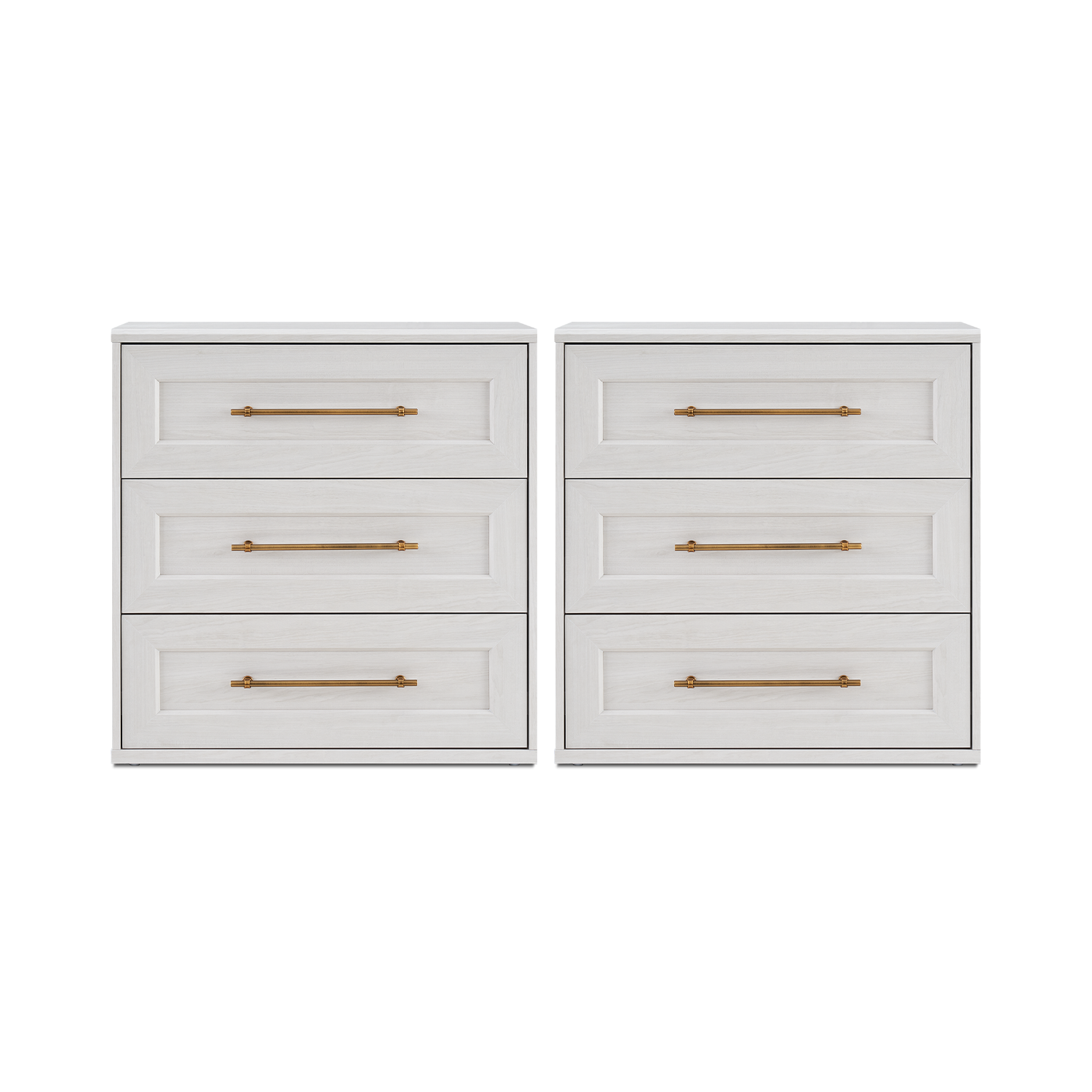 Blake 3 Drawer Dresser, White Oak Set of 2