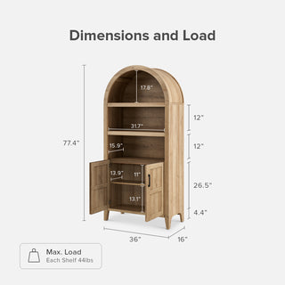 Lauren Arched Tall Cabinet, Light Oak