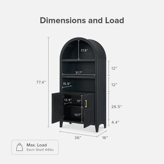 Lauren Arched Tall Cabinet, Black Oak