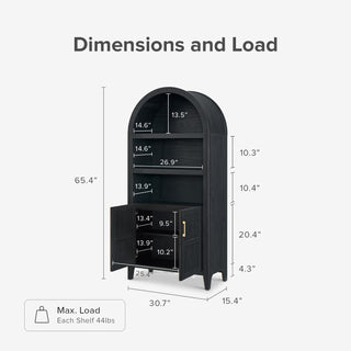 Lauren Arched 65.4" Short Cabinet, Black Oak