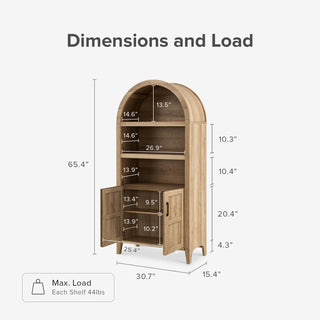 Lauren Arched 65.4" Short Cabinet, Light Oak