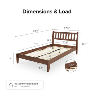 [Pre-order] Ted Bed (Full), Solid Acacia Wood Platform Bed with Headboard