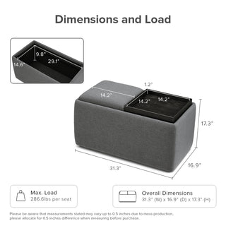 Levi Storage Tray Bench, Dark Gray