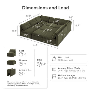 Macy Pit-Sectional Sofa with Storage, Olive Green Velvet