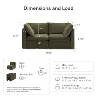 Macy Loveseat, Olive Green Velvet [2nd gen]