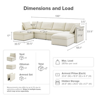 Macy 6 Seats Modular Sectional Sofa with Fully Removable Covers, Large Storage (Oat) [2nd gen]