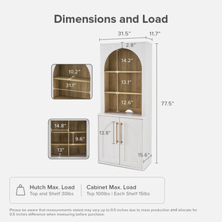 Blake Modular Storage Cabinet with Hutch Arched, White Oak