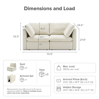 Macy Loveseat with Storage, Oat [2nd Gen]