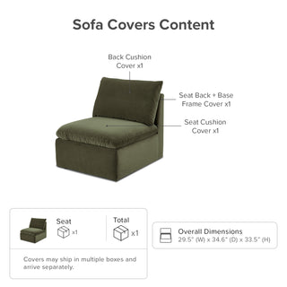 Macy Washable Slipcover for Armless Storage Seat, Olive Green Velvet