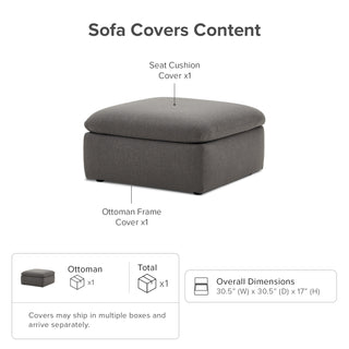 Macy Washable Slipcover for Ottoman Storage Seat, Stone Gray