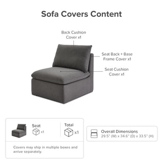 Macy Washable Slipcover for Armless Storage Seat, Stone Gray
