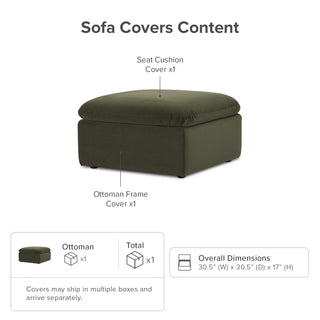 Macy Washable Slipcover for Ottoman Storage Seat, Olive Green Velvet