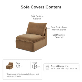Macy Washable Slipcover for Armless Storage Seat, Hazelnut Brown Velvet