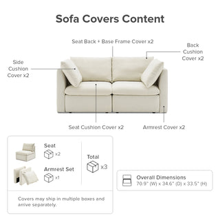 Macy Washable Slipcover for Loveseat with Storage, Oat