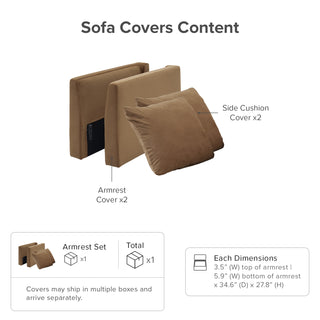 Macy Washable Slipcover for Armrest Set, Hazelnut Brown Velvet