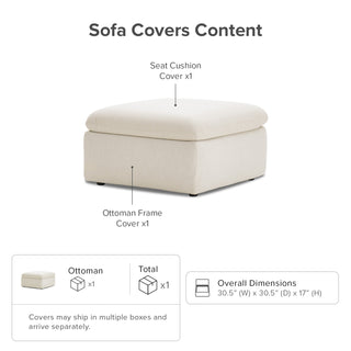 Macy Washable Slipcover for Ottoman Storage Seat, Oat