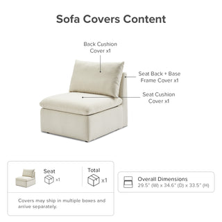 Macy Washable Slipcover for Armless Storage Seat, Oat