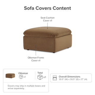 Macy Washable Slipcover for Ottoman Storage Seat, Hazelnut Brown Velvet