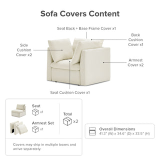 Macy Washable Slipcover for Armchair Storage Seat, Oat