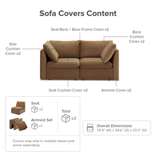 Macy Washable Slipcover for Loveseat with Storage, Hazelnut Brown Velvet
