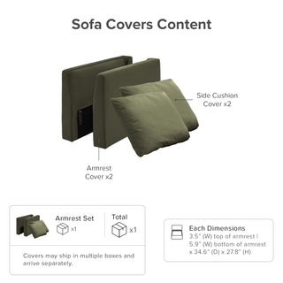 Macy Washable Slipcover for Armrest Set, Olive Green Velvet