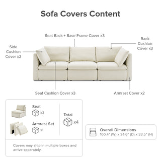 Macy Washable Slipcover for 3 Seater Modular Sectional Sofa with Storage, Oat
