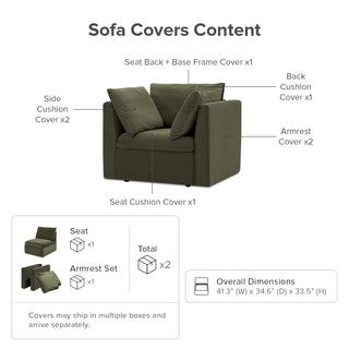 Macy Washable Slipcover for Armchair Storage Seat, Olive Green Velvet