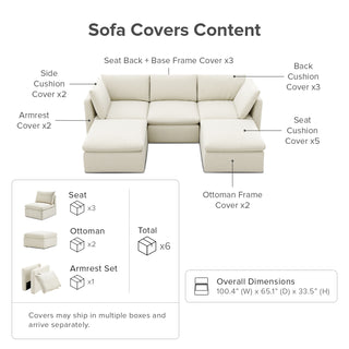Macy Washable Slipcover Only (5 Seats), Oat