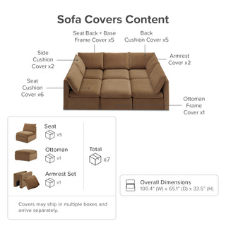 Macy Washable Slipcover for Pit-sectional Sofa with Storage, Hazelnut Brown Velvet