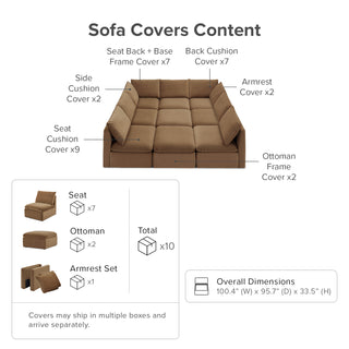 Macy Washable Slipcover Only (Pit-sectional), Hazelnut Brown Velvet