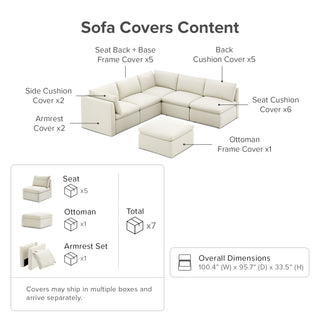 Macy Washable Slipcover Only (6 Seats), Oat
