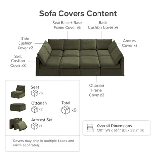 Macy Washable Slipcover for Pit-sectional Sofa with Storage, Olive Green Velvet
