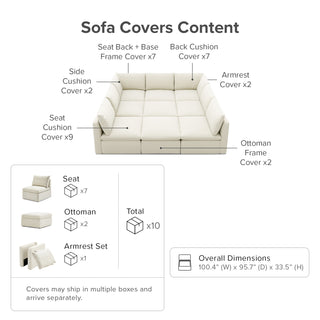 Macy Washable Slipcover for Pit-sectional Sofa with Storage, Oat